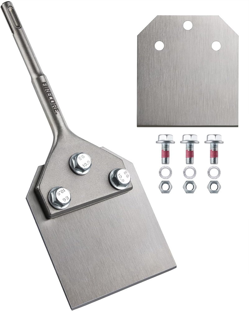 Firecore SDS Plus Floor Scraper with Replaceable Blade, 4 Inch By 10 Inch Thinset Removal Chisel Bits for SDS Plus Rotary Hammer Drill Power Tool, Scaling Tile Chisel Ceramic Vinyl Adhesive Remover - Image 1